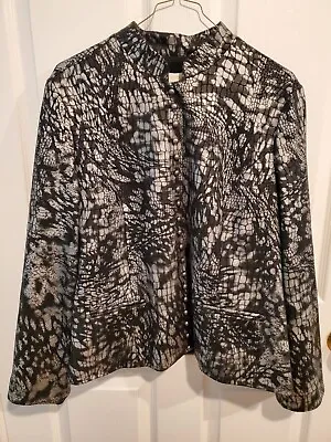 Buy Chicos Snake Skin Print Lined Blazer Jacket Black Top Silver Vanity Size 2 EUC • 28.45£