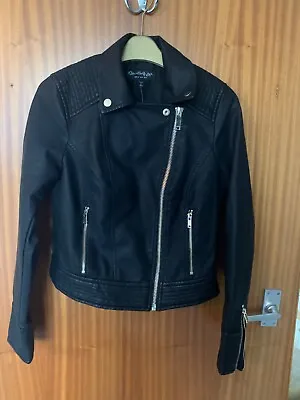 Buy Ladies Miss Selfridge Black Leather Look Jacket Size 8 • 29£
