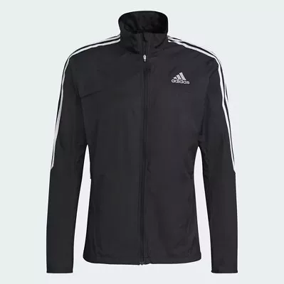 Buy ADIDAS Men's Black Marathon 3-Stripe Jacket RRP £50 • 16.99£