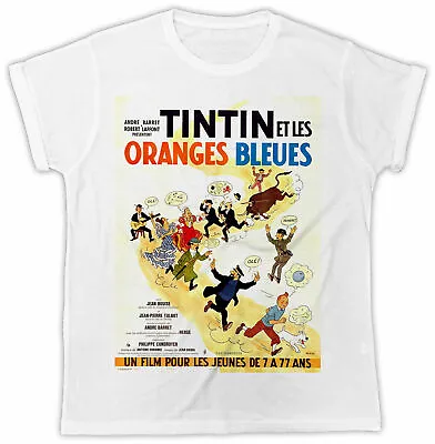 Buy Tintin T-shirt Retro Movie Poster Fashion Unisex White Tee Retro Hero Cartoon • 5.99£