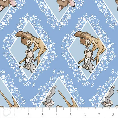 Buy Fat Quarter Disney Bambi Diamonds Blue Cotton Quilting Sewing Fabric  • 3.60£