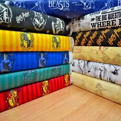 Buy HP Harry Potter Wizard Fabric, Hogwarts House Prints, Tumbler Magic 100% Cotton • 7.32£