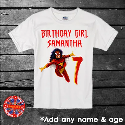 Buy Spiderwoman Personalised Happy Birthday T-shirt Boys Girls Gift Spiderman • 9.99£