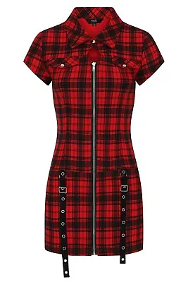 Buy Banned Tartan Night Zip Dress - Alternative Gothic Style  • 42.50£
