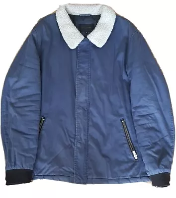 Buy River Island Woolen Trim Bomber Coat, Blue, Size XL, Male Designer Clothing  • 29£