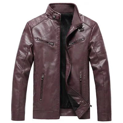 Buy Stylish Winter Warm Faux Leather Jacket With Fur Lining For Men And Moto Style • 47.40£