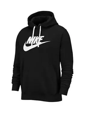 Buy Mens Nike Club Logo Tracksuit Hoodie Black Gym Training Pullover Sweatshirt • 19.95£
