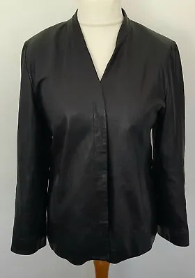 Buy MARKS AND SPENCER - REAL LEATHER Jacket Concealed Buttons Black Soft Size 12 • 24.99£