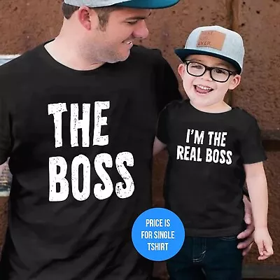 Buy T-Shirt Father's Day Dad Birthday Gift Matching Kids Set Beer Real Boss Hero Top • 7.99£