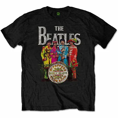 Buy Official The Beatles T Shirt Black Sgt Pepper Mens Lennon McCartney Lonely Heart • 13.98£