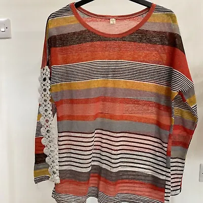 Buy Multi Colour Stripes T-shirt L • 5£