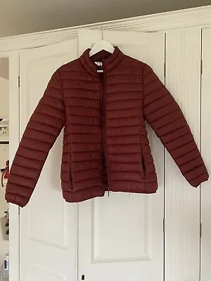 Buy Womens Burgundy Puffer Jacket Size 10-12 • 12£