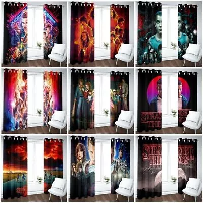 Buy Kids Stranger Things Thick Blackout Window Curtains Thermal Ring Top Eyelet Gift • 25.19£