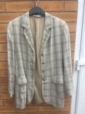 Buy Ladies Beige Checked Linen Jacket Size 12 From St.Michael Marks & Spencer • 12£