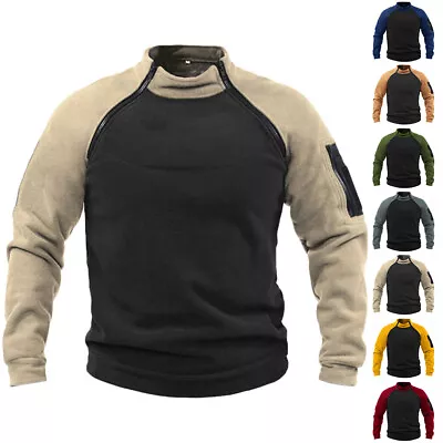 Buy Mens Fleece Sweatshirt Tactical Military Army Combat T-Shirt Tops Jumper Coat • 4.99£