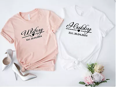 Buy Husband Wife Couple T-shirt 2024, New T-shirt For Men & Women, Wifey Hubby (2) • 5.99£