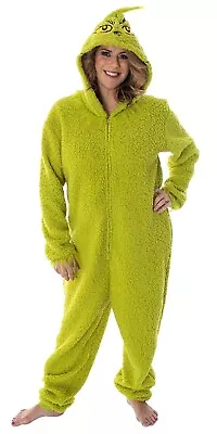 Buy Women's The Grinch Union Suit Pajamas One Piece Costume Fleece Hooded X-SMALL • 35.76£