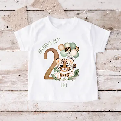 Buy Cute Green Tiger Second Birthday T-shirt • 12.99£