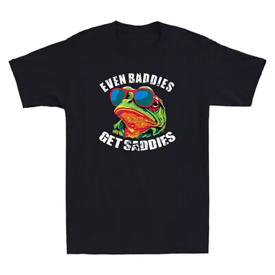 Buy Even Baddies Get Saddies Funny Frog Wear Glasses Meme Humor Quote Men's T-Shirt • 15.99£