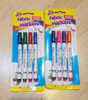 Buy Permanent Fabric T Shirt Clothes Dye Slim Marker Pens Erase Easy Tips 4 Colours • 2.98£