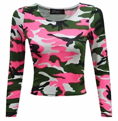 Buy Womens Crop Top Ladies New Crop Top Plain Long Sleeve 8-14 High T Shirt • 5.95£
