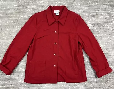 Buy Jaclyn Smith Jacket Womens Medium Red Wool Blend Pea Coat Button Up • 14.47£