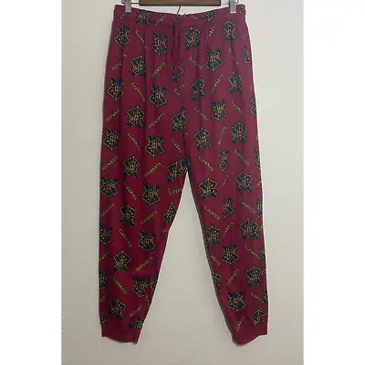 Buy Harry Potter Size Medium Red Hogwarts Print Pajamas Joggers Pants Elastic Waist • 13.44£