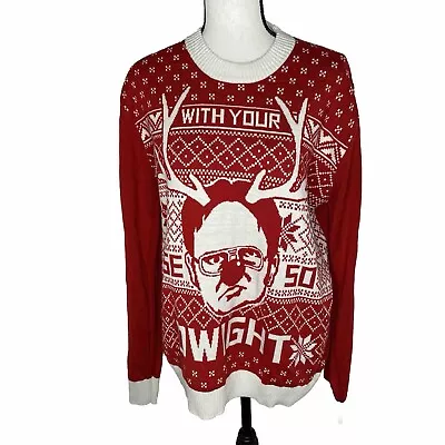 Buy The Office Christmas Sweater Adult Large Red Holiday Ugly Dwight Long Sleeve • 17£