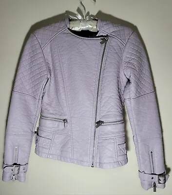 Buy Asos Lilac Denim Jacket Faux Leather, Size 6 , Modern Style, Preowned, RRP £ 25. • 8.99£