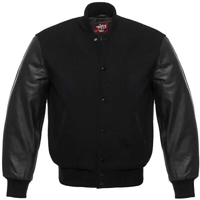 Buy Baseball Letterman Bomber Varsity Jacket Leather Sleeve 100%Premium Quality Wool • 95£