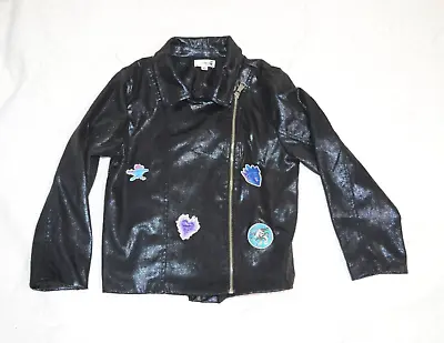 Buy DISNEY D-Signed Descendants Girls Sz XL Black Moto Faux-Leather Jacket Patches • 10.18£