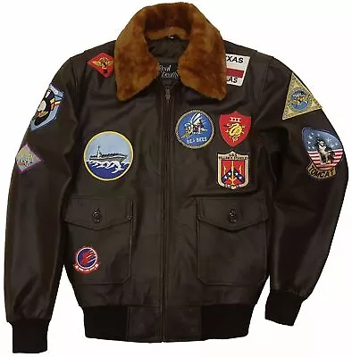 Buy Tom Cruise Top Gun Peter Maverick Bomber Fur Leather Flight Jacket Mens • 25£