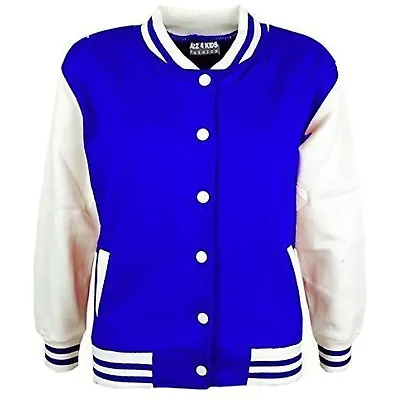 Buy Kids Boys Baseball Royal Jacket Varsity Style Plain School Jacket Top 5-13 Years • 11.99£