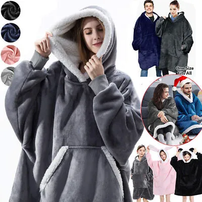 Buy Oversized Hoodie Blanket Oodie Sherpa Fleece Snoodie Extra Warm Wearable Hooded • 10.88£
