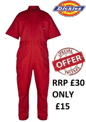Buy Dickies Lightweight Short Sleeved Cotton Overalls Coverall Boilersuit RED WD2299 • 15£