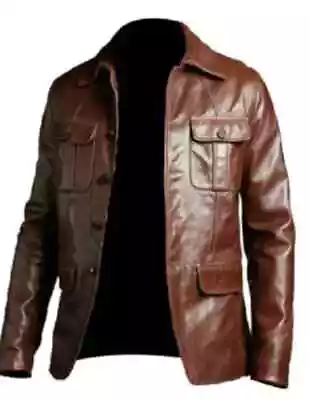 Buy Men's Blazer Coat Biker Brown Motorcycle Bomber Vintage Top Real Leather Jacket • 24.99£