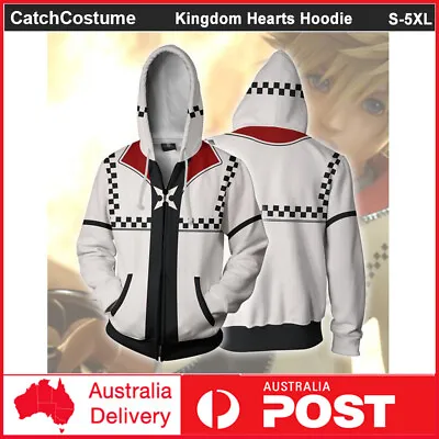 Buy Game Kingdom Hearts Sora Hoodie Sweatshirt Zipper Jacket Coat Cosplay Costume • 24.17£