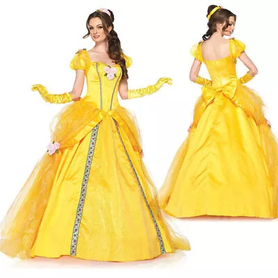Buy Beauty And The Beast Belle Womens Cosplay Party Clothes With Gloves Fancy Dress • 34.86£