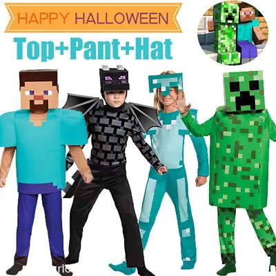 Buy Kids Minecraft Cosplay Costume Jumpsuit Halloween Fancy Dress Party Outfit Gifts • 16.69£