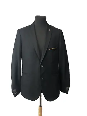 Buy Guide London Men’s Black Recycled Wool Skull Lined Blazer Jacket, Size UK 42 • 45£