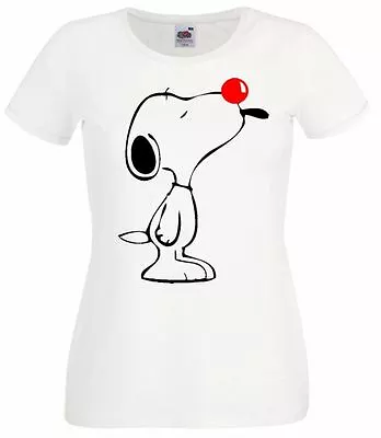 Buy Ladies Snoopy The Dog Red Nose Comic Relief White T Shirt • 12.95£