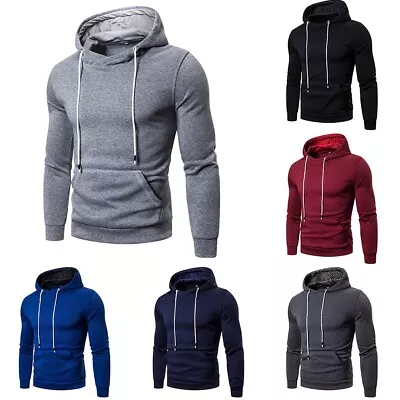 Buy Cozy And Stylish Mens Hooded Sweatshirt Slim Fit Athletic Tops With Hood • 10.20£