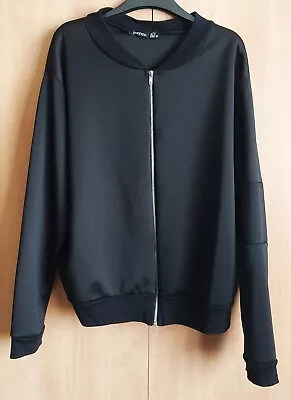Buy Ladies Plain Black Bomber Jacket Size 20 • 3£