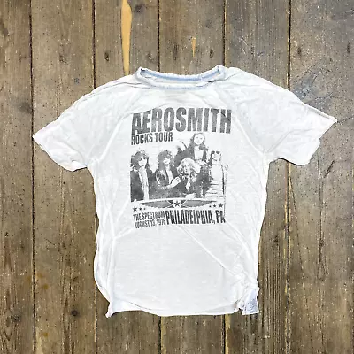 Buy Aerosmith Rock Tour T-Shirt Graphic 90s Short Sleeve Tee, White, Womens XS • 12£
