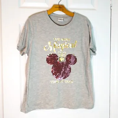 Buy Disney - The Most Magical Time Of The Year Gray Mermaid Sequin T-Shirt UK18/EU46 • 18.13£