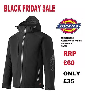 Buy Mens Dickies Quilted Softshell Jacket Warm Waterproof Breathable Hood CLEARANCE • 35£