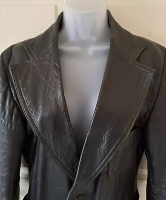 Buy Vintage 70's Hepworths  Indie /Mod  Black Soft Leather Jacket/Blazer 40  • 34.95£