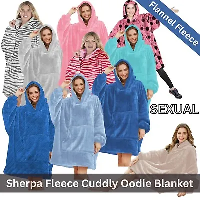 Buy Men + Women Extra Long Hooded Blanket Oversized Hoodie Sherpa Fleece Sweatshirt • 13.49£