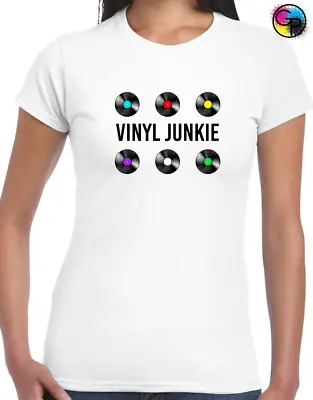 Buy Vinyl Junkie Col Ladies T Shirt Music Musician Dj Hacienda Factory Records Retro • 7.99£
