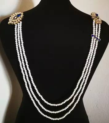 Buy Indian Wedding Pearl Necklace For Men Groom Traditional Ethnic Wear Jewelry New • 36.04£